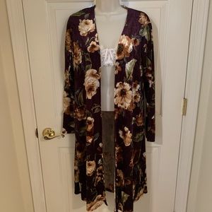 Crushed Velvet Long Cardigan W/ Pockets!!!